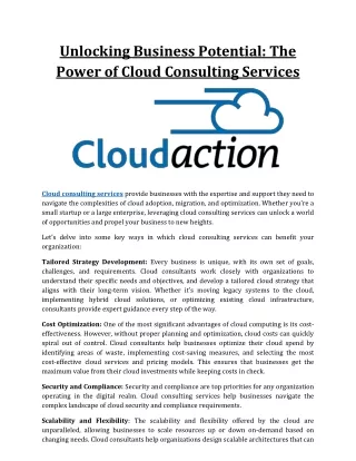 Unlocking Business Potential - The Power of Cloud Consulting Services