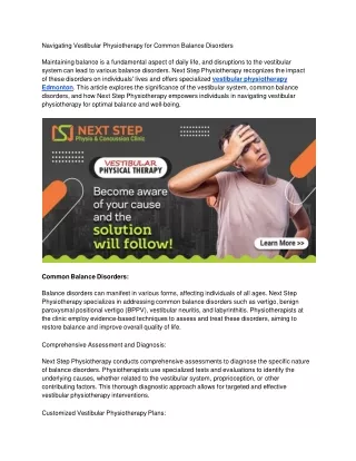 navigating vestibular physiotherapy for common