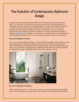 The Evolution of Contemporary Bathroom Design