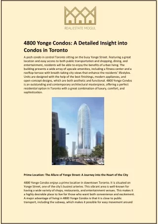 4800 Yonge Condos: A Detailed Insight into Condos in Toronto