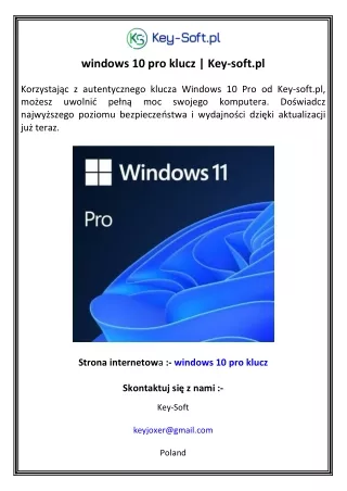 windows 10 pro klucz   Key-soft.pl