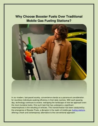 Why Choose Booster Fuels Over Traditional Mobile Gas Fueling Stations?