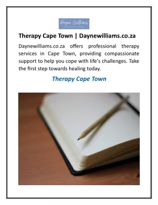 Therapy Cape Town  Daynewilliams.co.za
