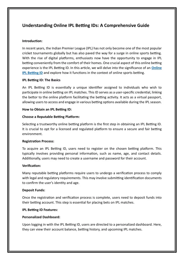 understanding online ipl betting