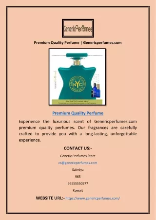 Premium Quality Perfume | Genericperfumes.com