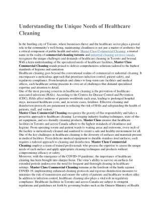 Understanding the Unique Needs of Healthcare Cleaning