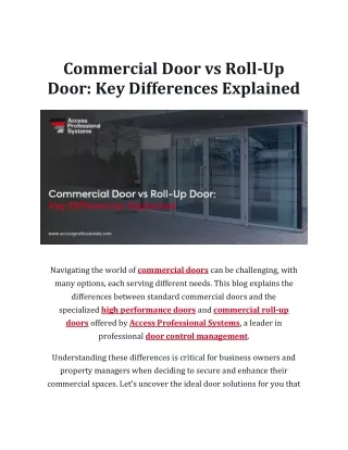Commercial Door vs Roll-Up Door Key Differences Explained