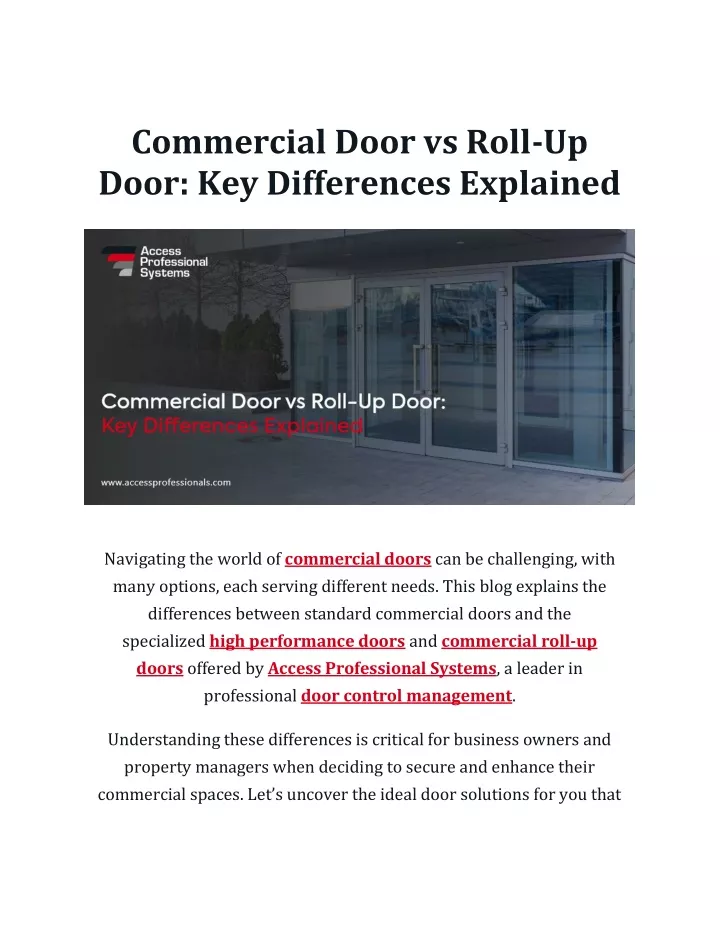 commercial door vs roll up door key differences