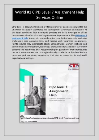 World #1 CIPD Level 7 Assignment Help Services Online