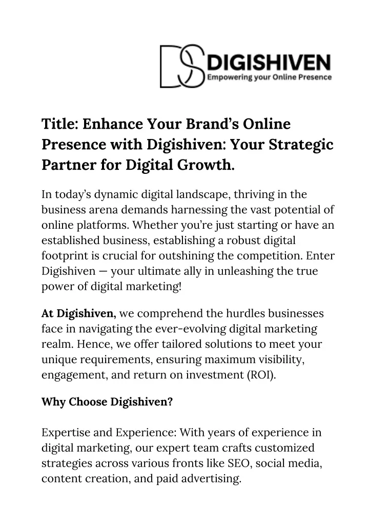 title enhance your brand s online presence with