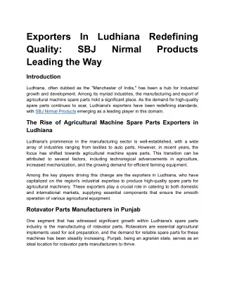 Exporters In Ludhiana Redefining Quality: SBJ Nirmal Products Leading the Way