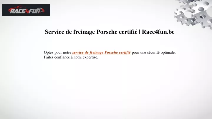 service de freinage porsche certifi race4fun be