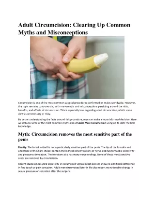 Adult Circumcision Clearing Up Common Myths and Misconceptions