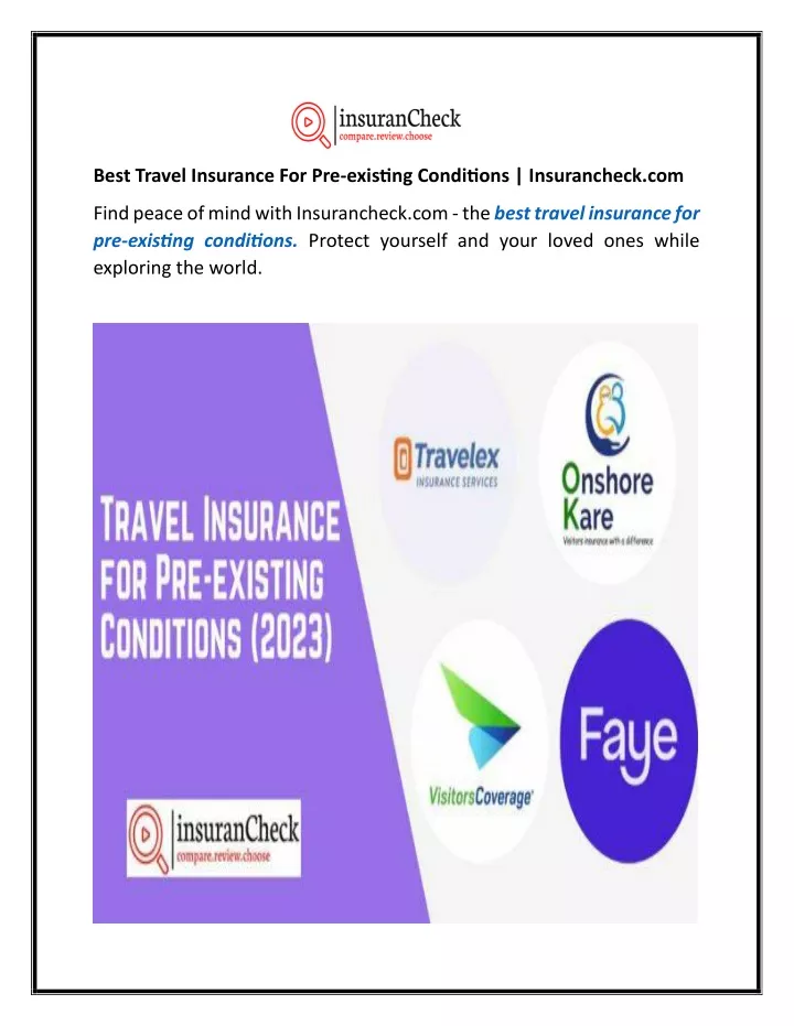 best travel insurance for pre existing conditions