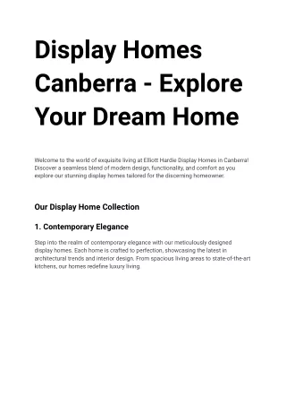 Discover Your Dream Home at Elliott Hardie's Display Homes in Canberra