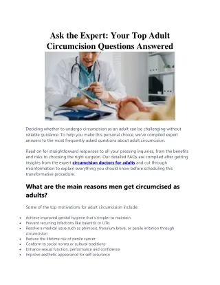 Ask the Expert Your Top Adult Circumcision Questions Answered