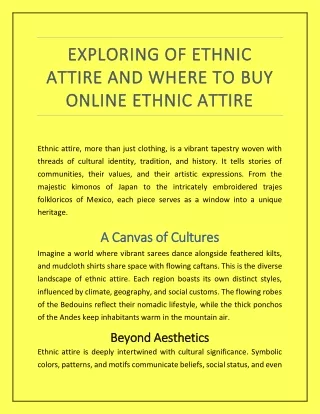 Exploring of Ethnic Attire and Where to Buy Online Ethnic Attire