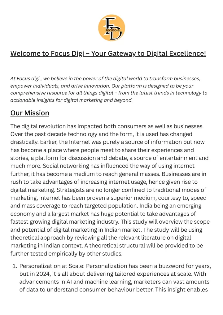 welcome to focus digi your gateway to digital