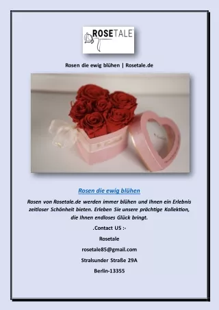 Rosen die ewig blühen | Rosetale.de