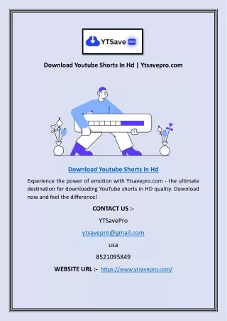 Download Youtube Shorts In Hd | Ytsavepro.com