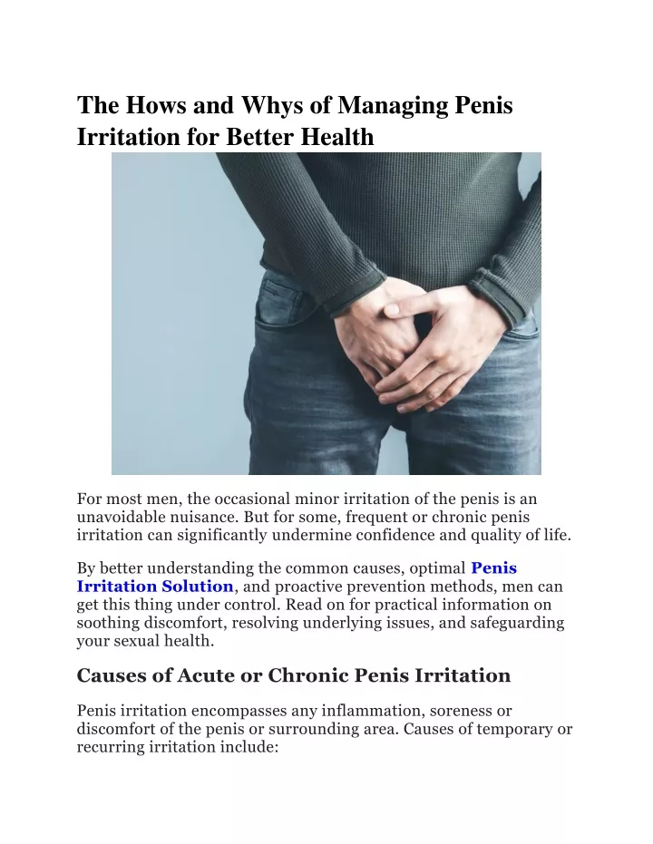the hows and whys of managing penis irritation