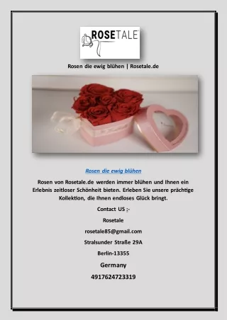 Rosen die ewig blühen | Rosetale.de