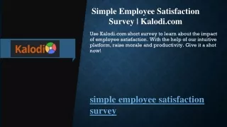 Simple Employee Satisfaction Survey  Kalodi.com