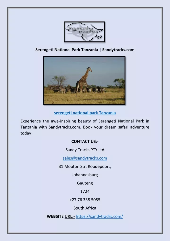 serengeti national park tanzania sandytracks com