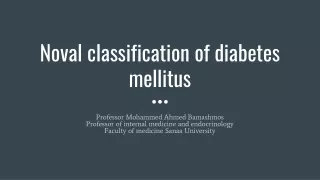 Noval classification of diabetes mellitus