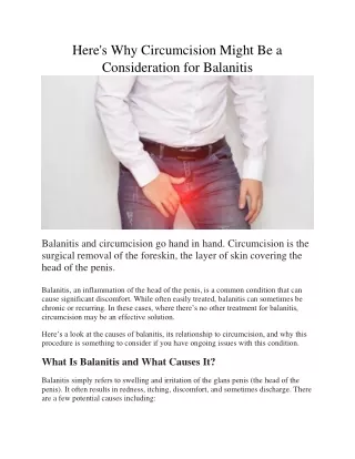 Heres Why Circumcision Might Be a Consideration for Balanitis