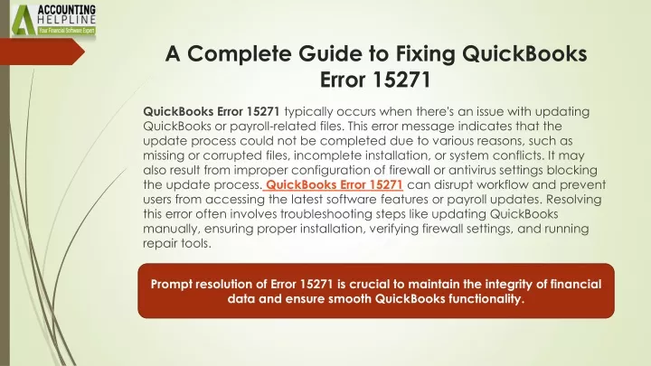 a complete guide to fixing quickbooks error 15271