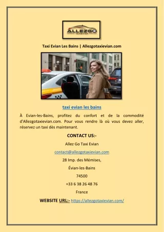Taxi Evian Les Bains | Allezgotaxievian.com