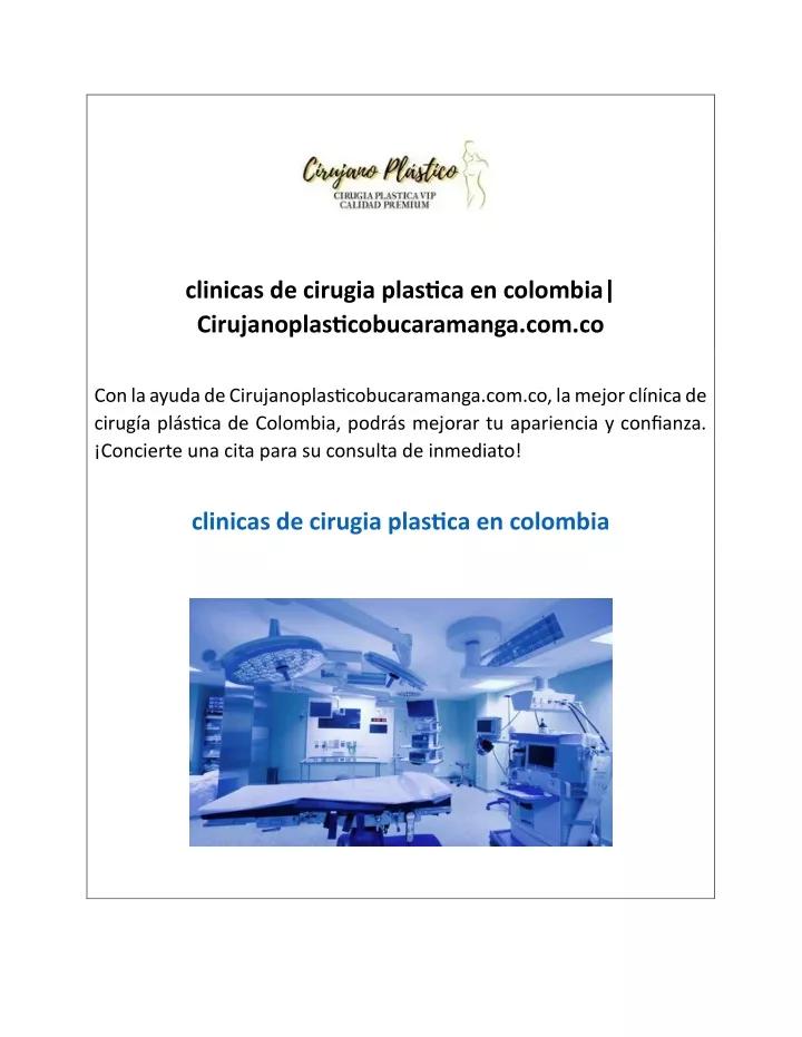 clinicas de cirugia plastica en colombia