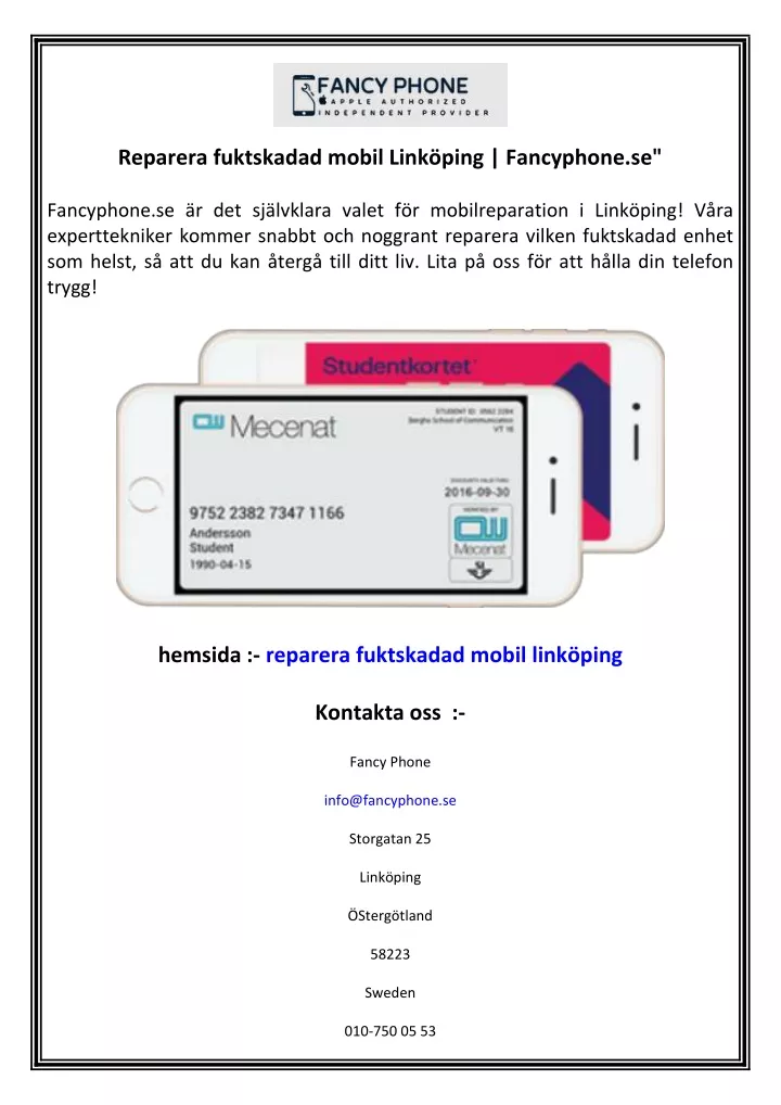 reparera fuktskadad mobil link ping fancyphone se