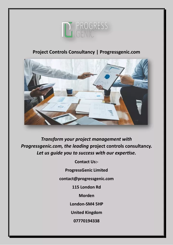 project controls consultancy progressgenic com
