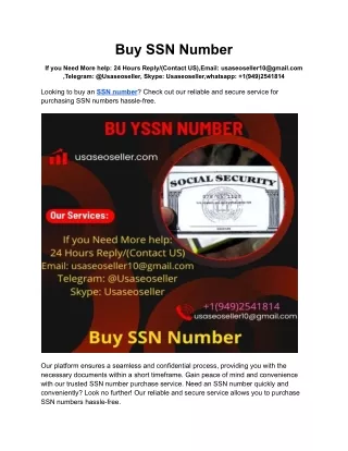 Buy SSN Number