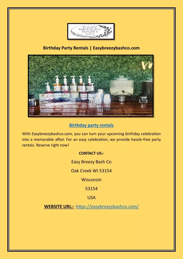 birthday party rentals easybreezybashco com
