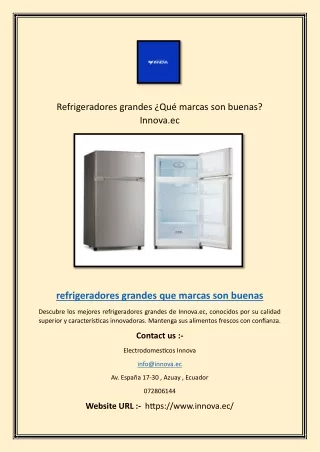 Refrigeradores grandes ¿Qué marcas son buenas? Innova.ec