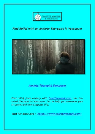 Find Relief with an Anxiety Therapist in Vancouver