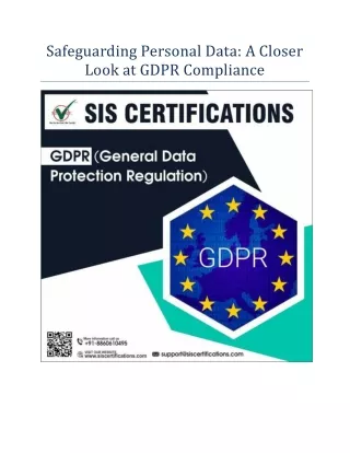 Safeguarding Personal Data: A Closer Look at GDPR Compliance