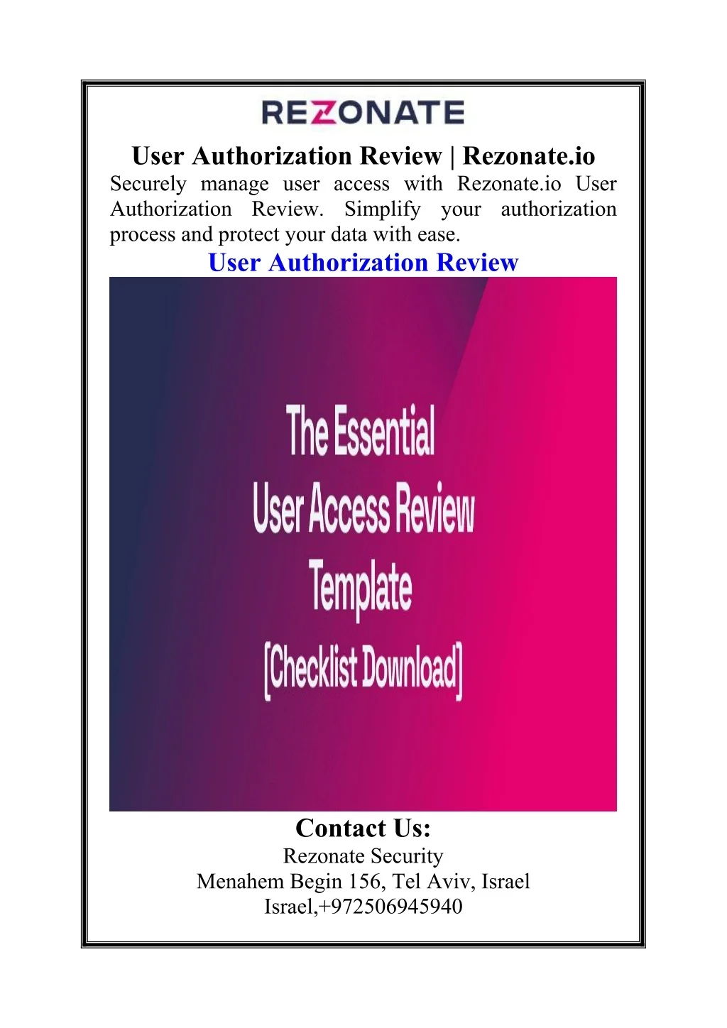 PPT - User Authorization Review Rezonate.io PowerPoint Presentation ...