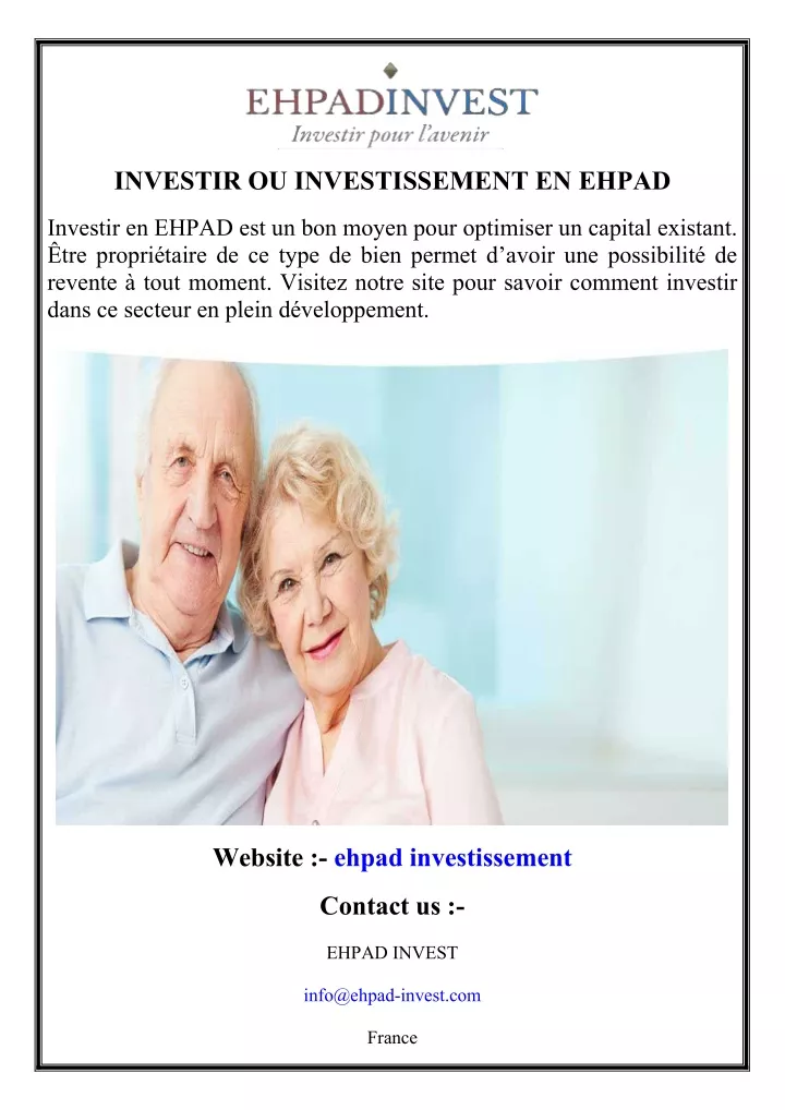 investir ou investissement en ehpad