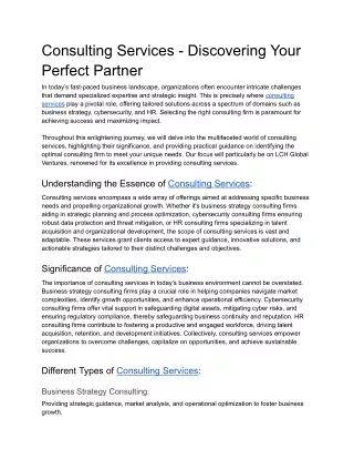 consulting services discovering your perfect