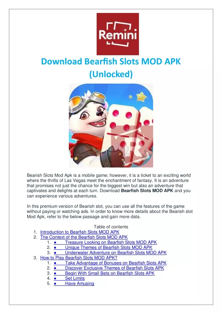 download bearfish slots mod apk unlocked