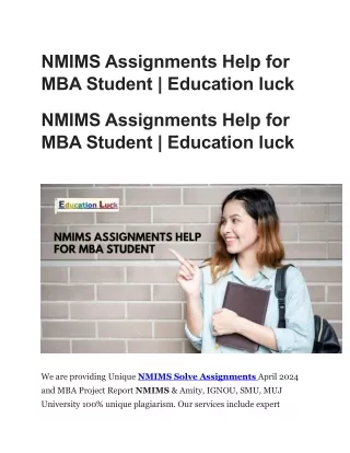 NMIMS Assignments Help for MBA Student