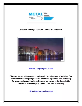 Marine Couplings in Dubai | Statusmobility.com