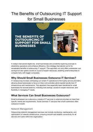 The Benefits of Outsourcing IT Support for Small Businesses