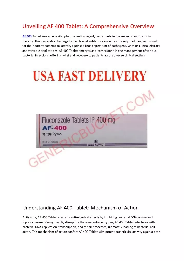 unveiling af 400 tablet a comprehensive overview