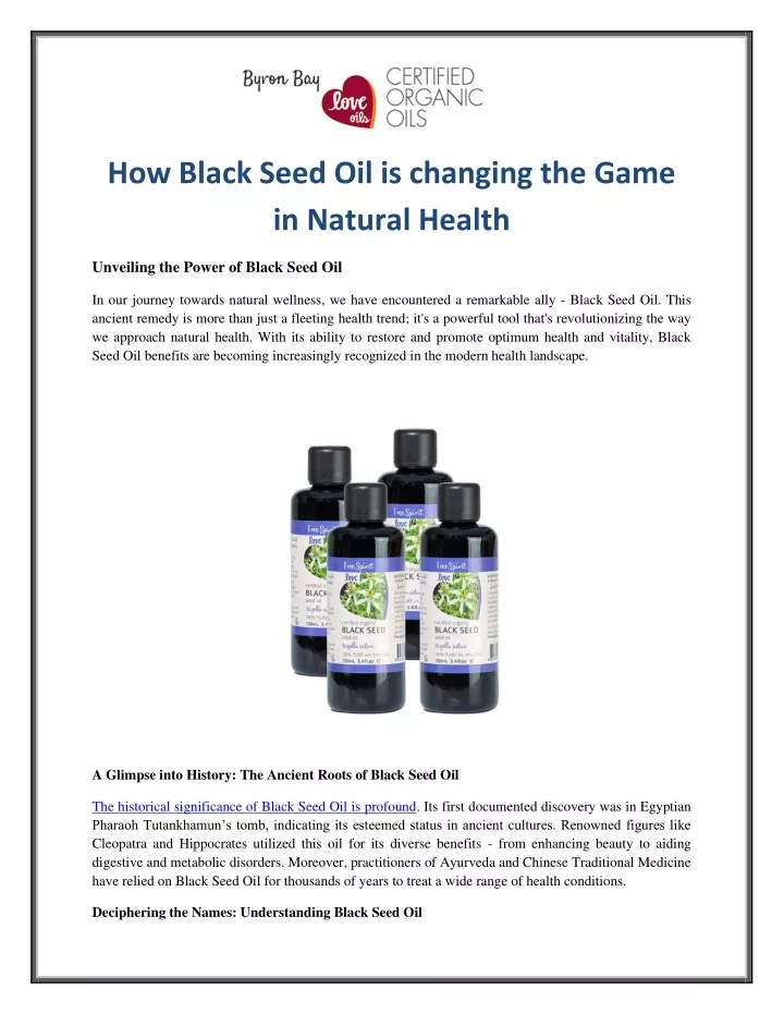 how black seed oil is changing the game