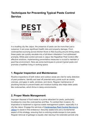 _Techniques for Preventing Typical Pests Control Service